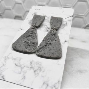 Granite Gray Floral Embossed Dangle Earrings